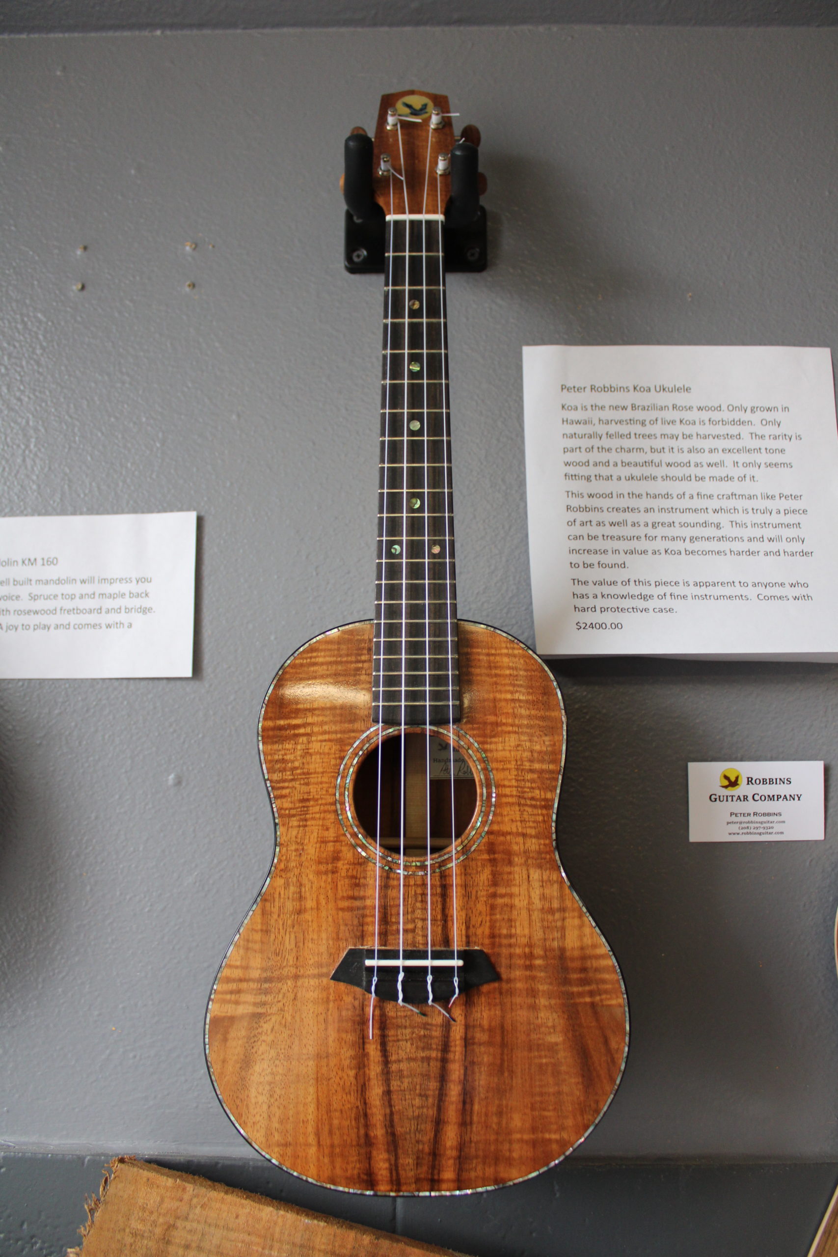 Peter Robbins Koa Ukulele - 623 1st St. La Conner, WA 360